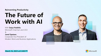 Microsoft marca evento no dia 16 de março para falar sobre IA no trabalho (Imagem: Microsoft/Reprodução)