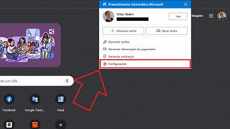 Acessando as configurações da extensão Preenchimento Automático Microsoft no navegador Google Chrome. Fonte: Vitor Valeri