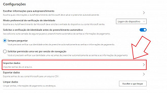 Importando as senhas salvas do navegador Google Chrome para a extensão Preenchimento Automático Microsoft. Fonte: Vitor Valeri