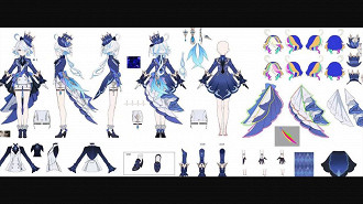 Aparência/design da personagem arconte hydro Focalors em Genshin Impact. Fonte: Twitter - GenshinImpactES (@GENSHIN_ES)
