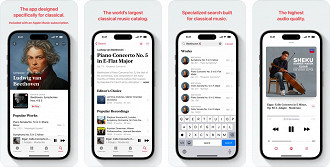 Interface do aplicativo Apple Music Classical para iOS. Fonte: App Store (iOS)