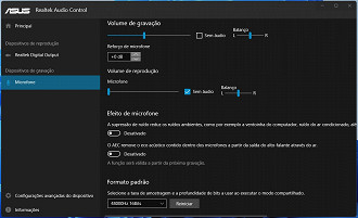 Controle de Audio da Realtek. Fonte: Oficina da Net