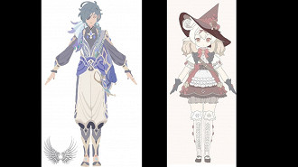 Novas skins (roupas) de Klee e Kaeya que serão lançadas em Genshin Impact 3.8. Fonte: Twitter