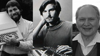 Da esquerda para a direita, Steve Wozniak, Steve Jobs e Ronald Wayne