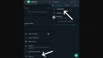 Captura de tela do recurso de bloqueio de chat com acesso via senha ou digital no WhatsApp. Fonte: WABetaInfo