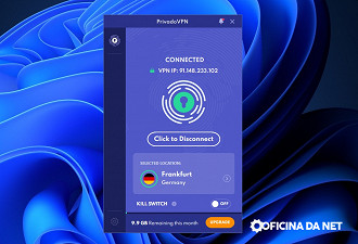 Interface do PrivadoVPN. Fonte: Oficina da Net