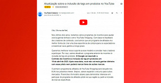 Youtube avisa criadores sobre término de produtos marcados nos vídeos