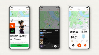 Screenshots demonstrating Spotify integration within the Strava app.  Source: Strava