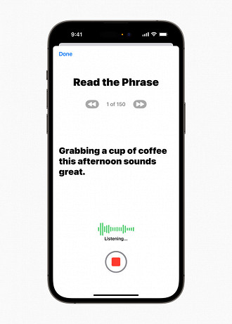 Personal Voice utiliza do aprendizado de máquina para reconhecer voz real do usuário (Imagem: Apple/Divulgação)