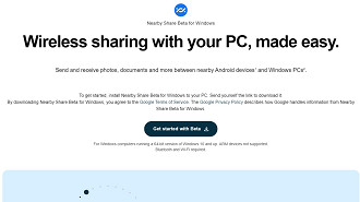 Screenshot of the Nearby Share for Windows app page. Source: Vitor Valeri Screenshot of the Nearby Share for Windows app page. Source: Vitor Valeri