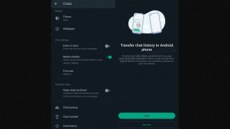 Captura de tela do novo recurso de transferência local de dados do backup do WhatsApp. Fonte: WABetaInfo