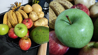 Foto da maçã, diferença de cores