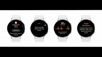 Recurso de detecção de arritmia cardíaca no Galaxy Watch5 e Watch4 com One UI 5 Watch. Fonte: Samsung