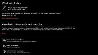 Captura de tela da atualização de maio de 2023 (KB5026361) do Windows 10 versão 22H2. Fonte: Vitor Valeri