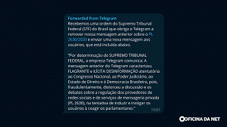Print da mensagem enviada pelo Telegram