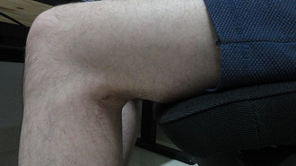 Calf should be slightly away from the seat of the chair.  Source: Vitor Valeri