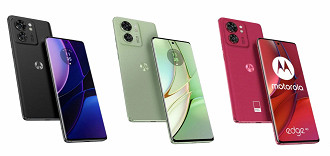 O Edge 40 brasileiro está disponível nessas três cores. Foto: Motorola/Divulgação