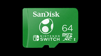 Cartão microSD Sandisk do personagem Yoshi com 64GB licenciado pela Nintendo. Fonte: WesternDigital
