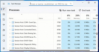 Gerenciador de Tarefas do Windows 11 tem barra de busca/pesquisa para finalizar processos. Fonte: Microsoft