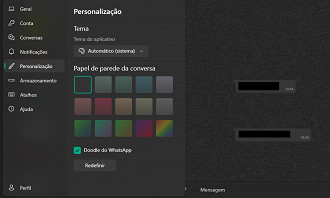 Como personalizar papel de parede no WhatsApp para computador (PC Windows ou Mac). Fonte: Vitor Valeri