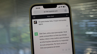 ChatGPT permite o compartilhamento de suas conversas via links (URLs). Fonte: Oficina da Net