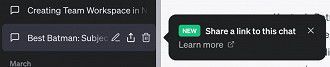Compartilhando links de compartilhamento de suas conversas do ChatGPT. Fonte: OpenAI