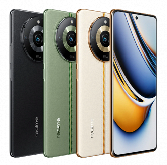 Realme 11 pro+ possui 3 opções de cores: Astral Black, Oasis Green e Sunrise Beige (Foto: Realme Índia/Reprodução)