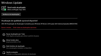 Captura de tela da atualização KB5027293 do Windows 10 versão 22H2. Fonte: Vitor Valeri