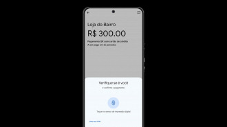 Confirmação da compra feita via leitura de QR Code no app Carteira do Google é feita com biometria ou PIN. Fonte: Google
