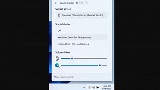 Captura de tela do novo mixer de volume do Windows 11. Fonte: Microsoft