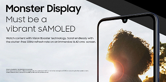 A tela do Galaxy M34 5G terá ótima qualidade, mas notch em gota pode incomodar (Imagem: Samsung/Divulgação)