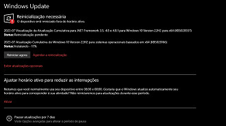 Captura de tela da atualização KB5028166 do Windows 10 versão 22H2. Fonte: Vitor Valeri