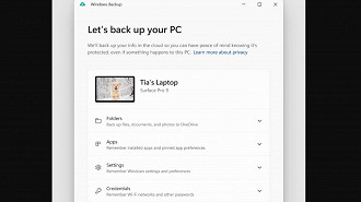 Novo aplicativo voltado para backup e restauração do Windows 11. Fonte: Microsoft