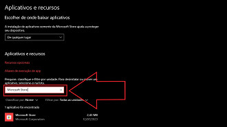 Passo 02 - Repare o aplicativo Microsoft Store. Fonte: Vitor Valeri