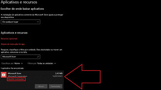 Passo 03 - Repare o aplicativo Microsoft Store. Fonte: Vitor Valeri