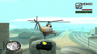 Na missão Up, Up and Away! você vai ter que roubar um carro forte usando um helicóptero com um imã gigante