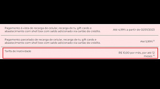 Tarifa de R$ 10 cobrada pelo PicPay por inatividade na conta. Fonte: PicPay