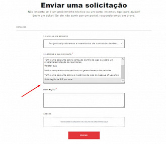 Você deve abrir um ticket de suporte e escolher a opção Solicitação de RP por arte.