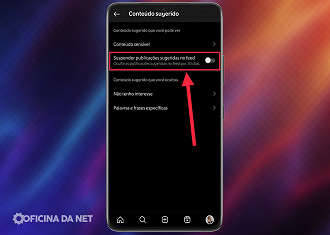 Passo 05 - Como desativar as publicações sugeridas no feed do Instagram. Fonte: Vitor Valeri
