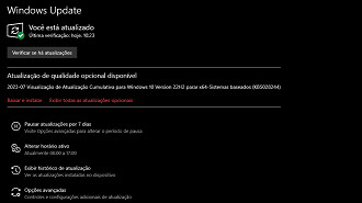 Captura de tela da atualização KB5028244 do Windows 10 versão 22H2. Fonte: Vitor Valeri
