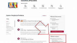 Onde baixar a atualização de firmware para as TVs LG OLED C2 e G2. Fonte: Vitor Valeri