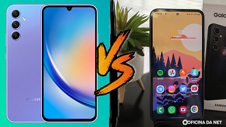 Galaxy A34 tem tela com entalhe presente na linha A desde o Galaxy A30 de 2019 Galaxy A34 tem tela com entalhe presente na linha A desde o Galaxy A30 de 2019