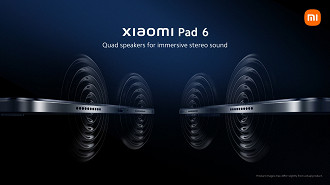 Sistema de quatro alto-falantes do Xiaomi Pad 6