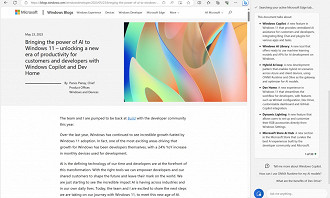 Captura de tela demonstrando o funcionamento do Copilot do Windows. Fonte: Microsoft