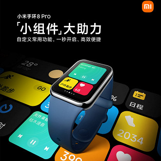 Diversos widgets podem ser utilizados na Xiaomi Smart Band 8 Pro. Fonte: Xiaomi
