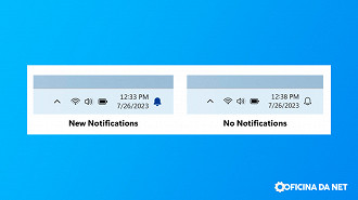 Notificações na barra de tarefas