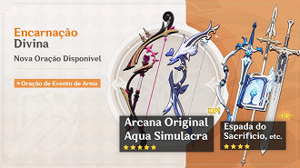 Banner de armas de assinatura dos personagens em Genshin Impact 4.0. Fonte: HoYoverse