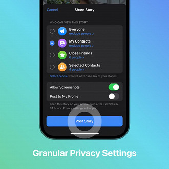 Controle fino de privacidade nos Stories do Telegram. Fonte: Telegram