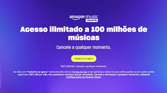 Assinatura do Amazon Music Unlimited no plano individual sobe para R$ 21,90.