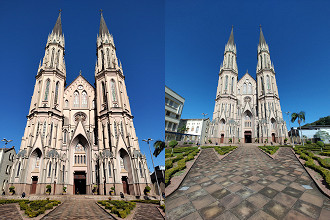 Foto da catedral, normal vs ultrawide Foto da catedral, normal vs ultrawide